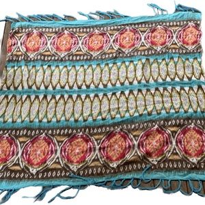 Rare Beautiful Boho Blue Scarf 36" by 36"